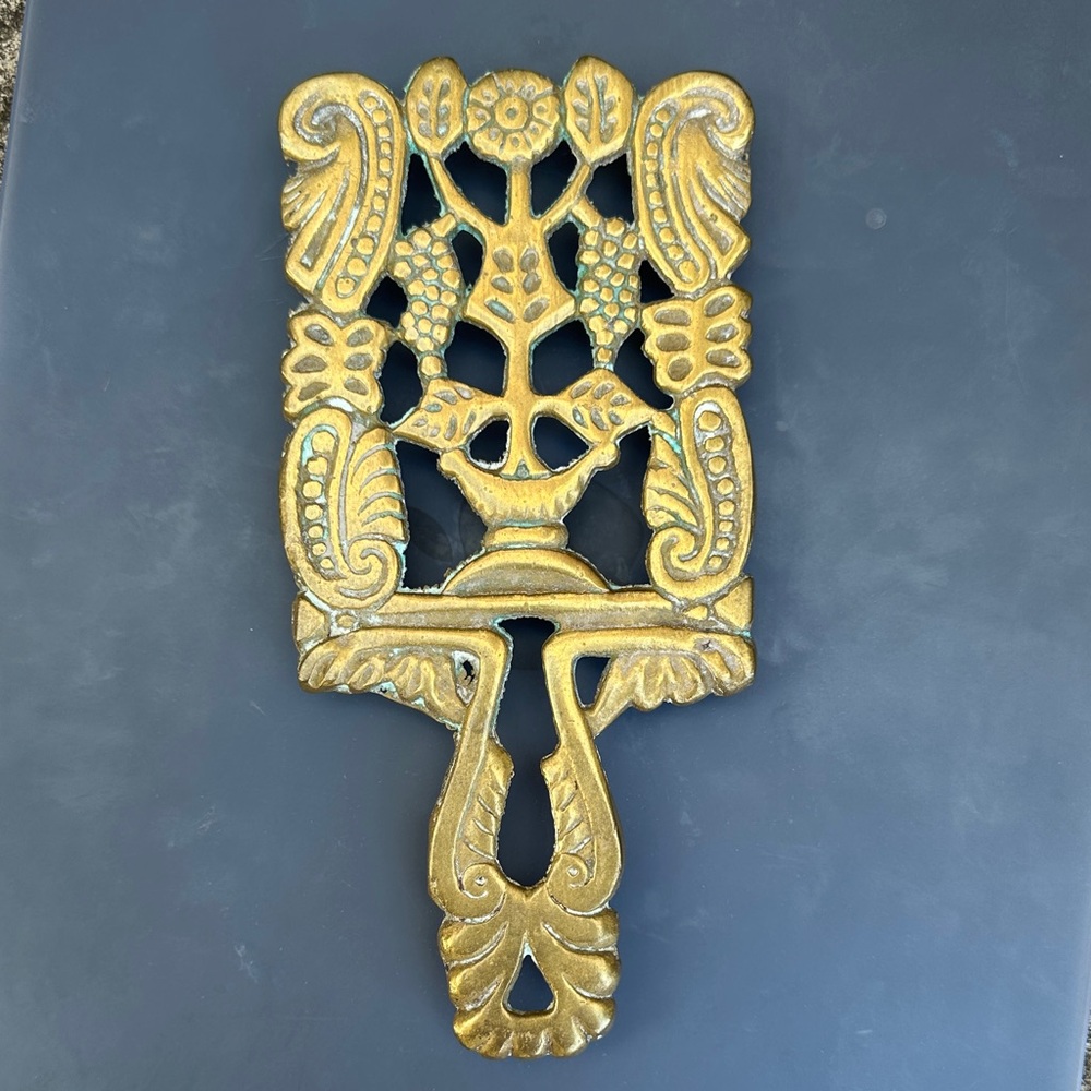 Brass Trivet With Handle Home Decor